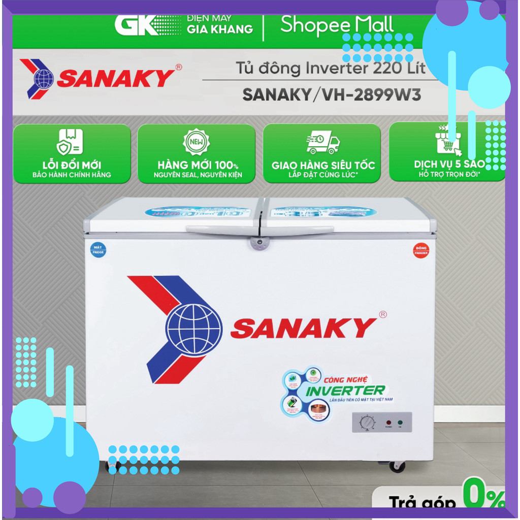 Chính hãng VH-2899W3 - Tủ Đông Sanaky Inverter 220 Lít VH-2899W3 [Toàn Quốc] )