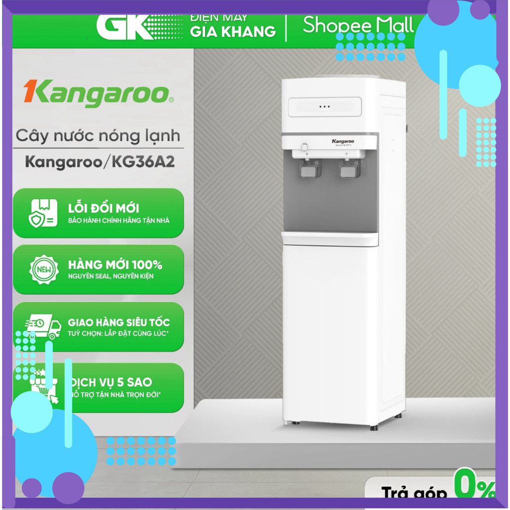 Chính hãng KG36A2 Làm Lạnh Bằng Block | KG35A2 Làm Lạnh Bằng Chip - Cây Nước Nóng Lạnh Kangaroo [Toà