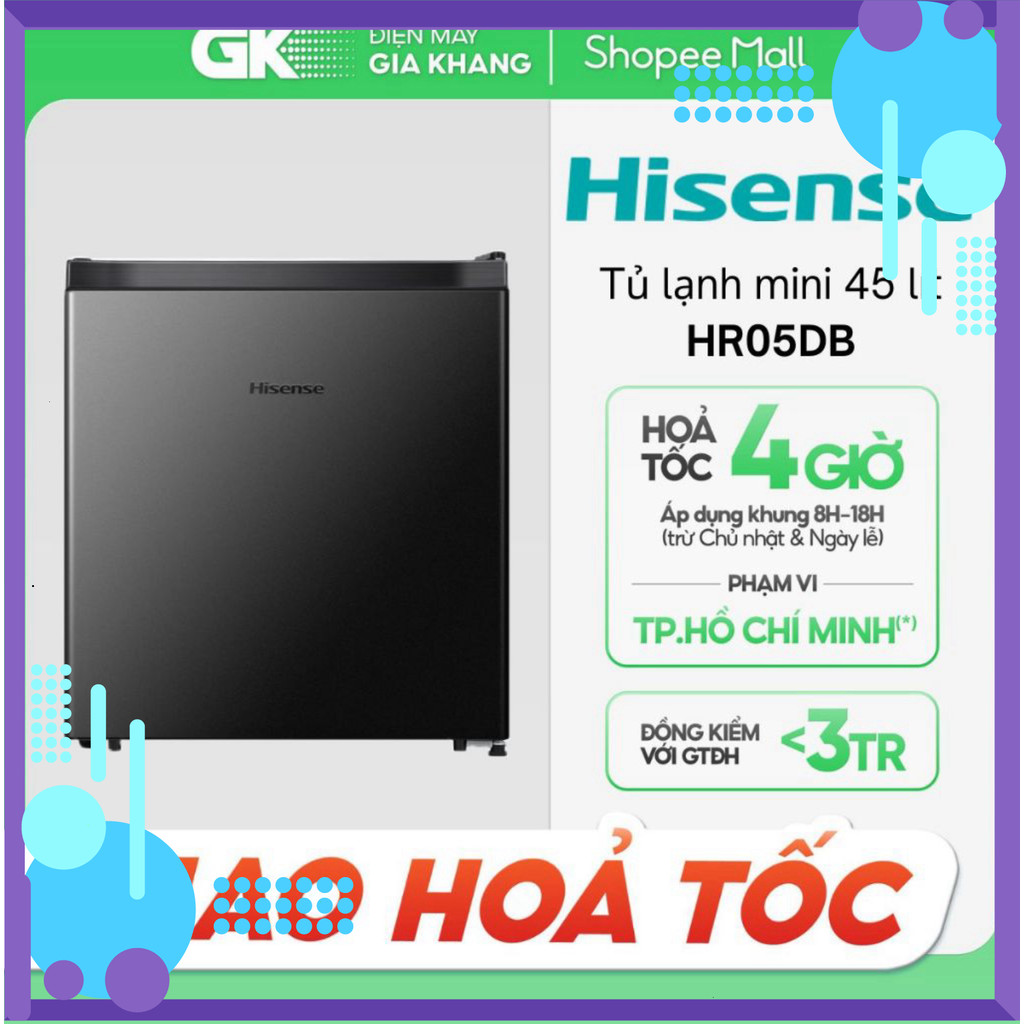 Chính hãng HR05DB - Tủ Lạnh Mini Hisense 45 Lít HR05DB - Mini 1 Cánh (Hỏa tốc 4H) )