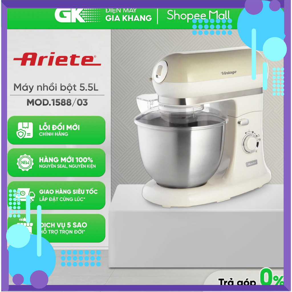 Chính hãng [K3] MOD.1588/03 MOD.1588/04 MOD.1588/05 - Máy Nhồi Bột Ariete MOD.1588 (5.5L) [Toàn Quốc