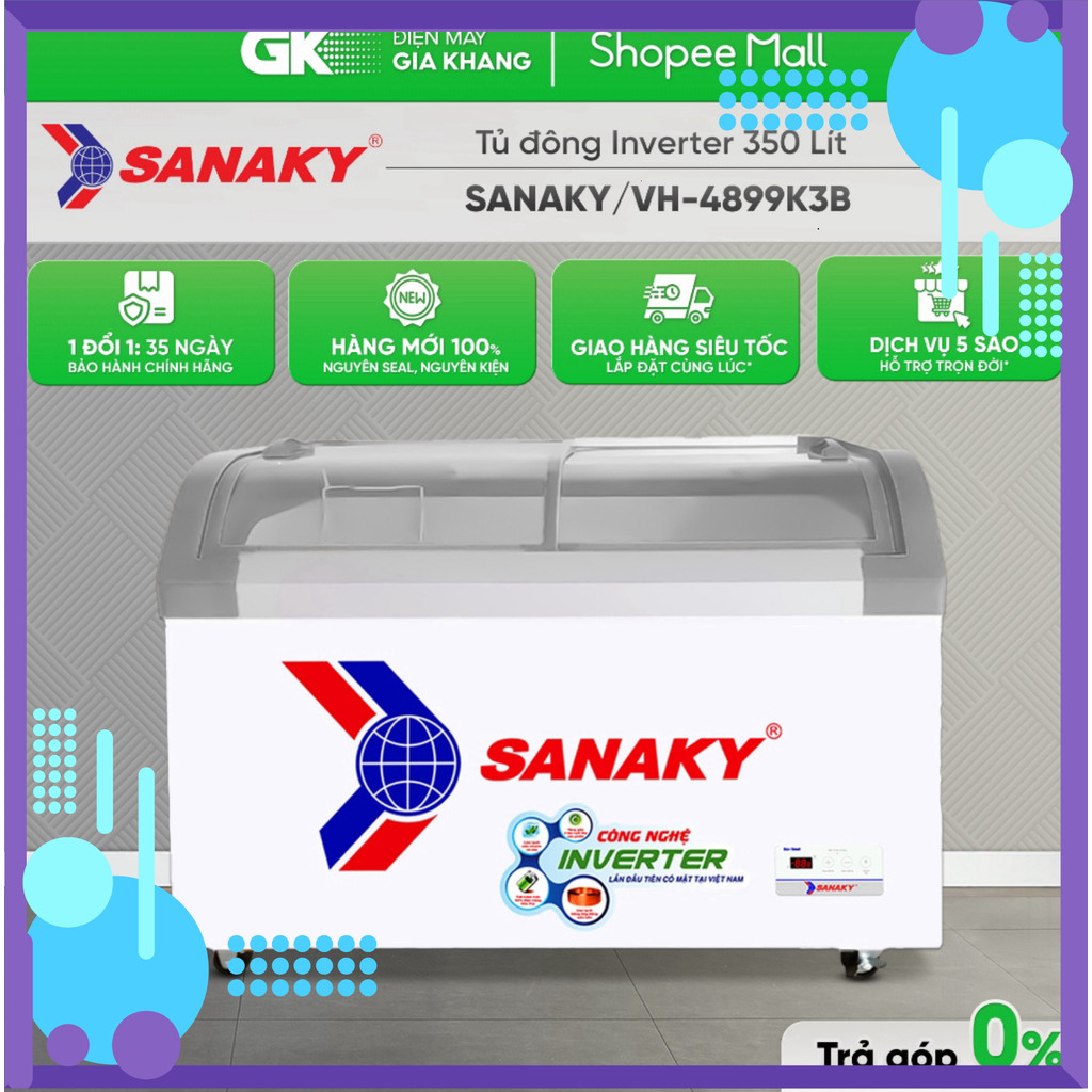 Chính hãng VH-4899K3B - Tủ Đông Sanaky Inverter VH-4899K3B 350 Lít [Freeship HCM] )
