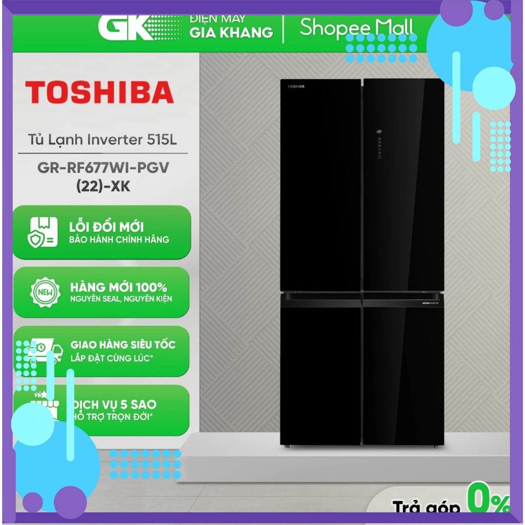 Chính hãng GR-RF677WI-PGV(22)-XK | GR-RF677WI-PMV(06)-MG - Tủ Lạnh Toshiba Inverter 515 Lít [Freeshi