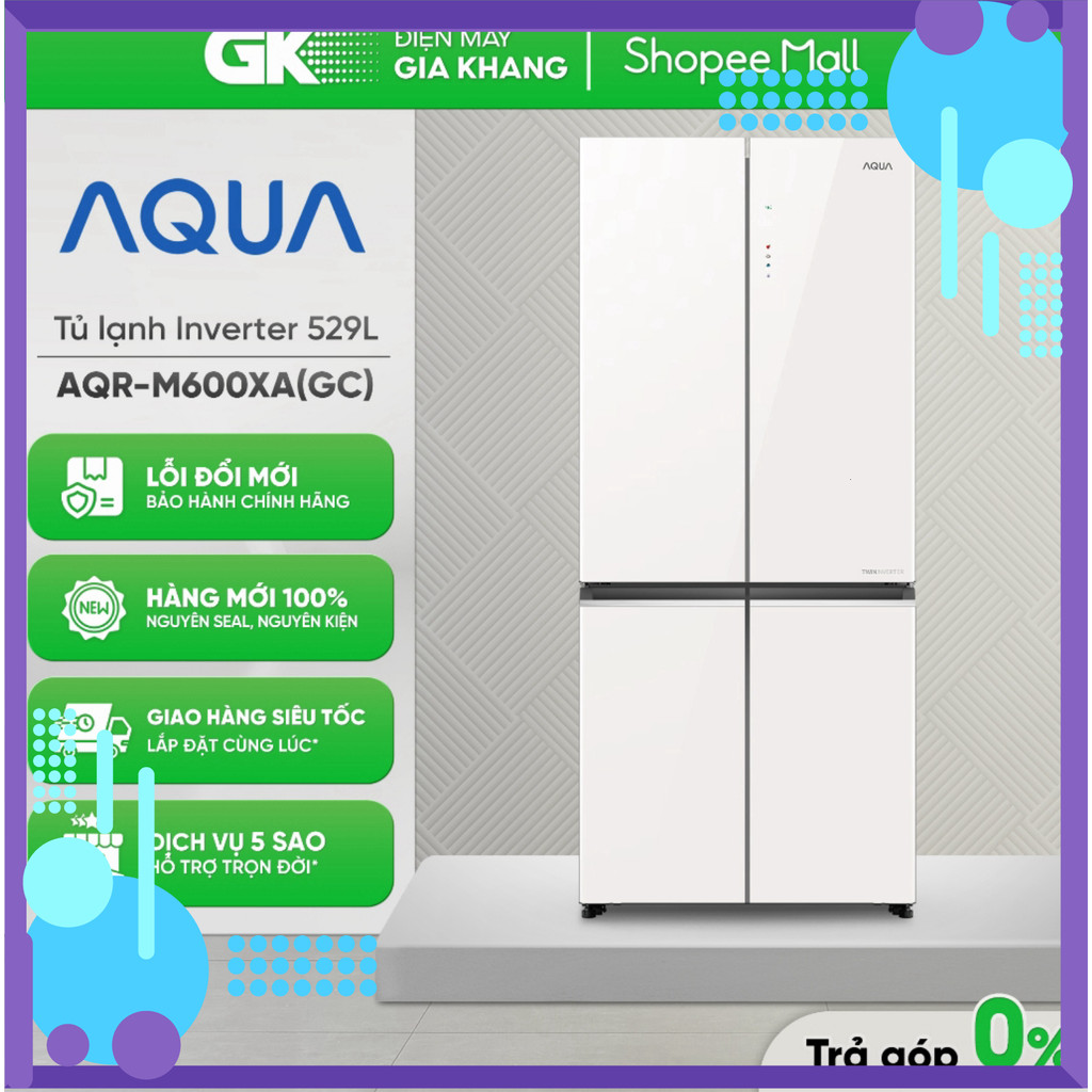 Chính hãng AQR-M600XA(GC) - Tủ Lạnh Aqua Inverter AQR-M600XA(GC) [Freeship HCM] )