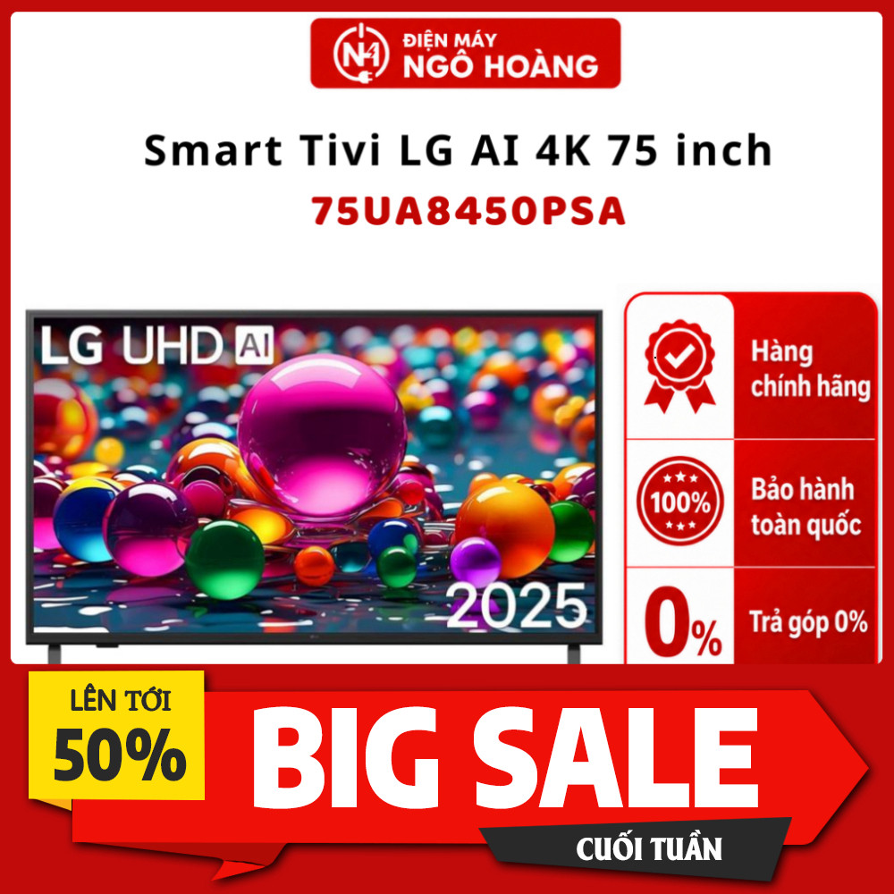 IB đặt đơn  Tivi LG AI 75 inch 4K 75UA8450PSA Màn Hình Siêu Lớn - Chính Hãng Giao toàn quốc