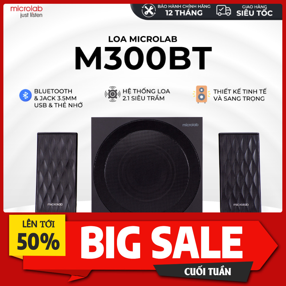 IIB đặt hàng Loa MicroLab M300BT 2.1 Tích Hợp Công Suất 38W (Loa máy tính Bluetooth MicroLab M300BT 