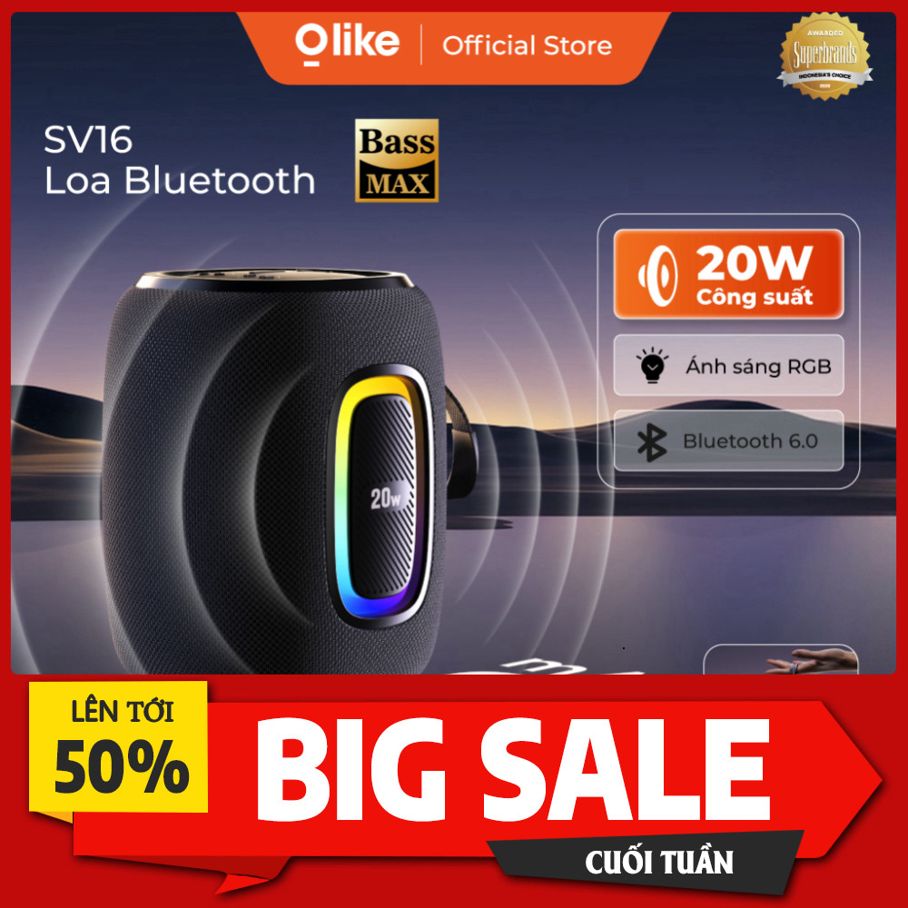 IIB đặt hàng Loa Di Động Olike SV16 TWS Bluetooth 6.0 Pin 5000mAh 20W Nguồn Nguồn Loa Bluetooth RGB 