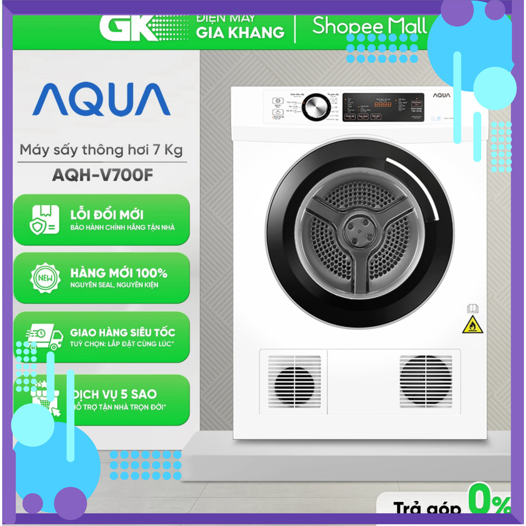 Chính hãng AQH-V700FW - Máy Sấy Thông Hơi Aqua 7Kg AQH-V700F.W [Toàn Quốc] )