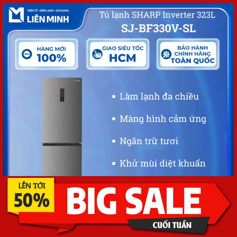 IB đặt hàng Tủ Lạnh Sharp Inverter 323 Lít SJ-BF330V-SL 2 Cánh Tiết Kiệm Điện Bảo Hành 24 Tháng Giao