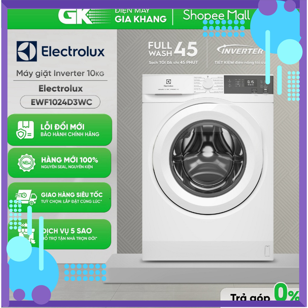 Chính hãng EWF1025DQWB | EWF1024D3WC | EWF1024D3SC - Máy Giặt Electrolux Inverter [Toàn Quốc]{GIẢM 1
