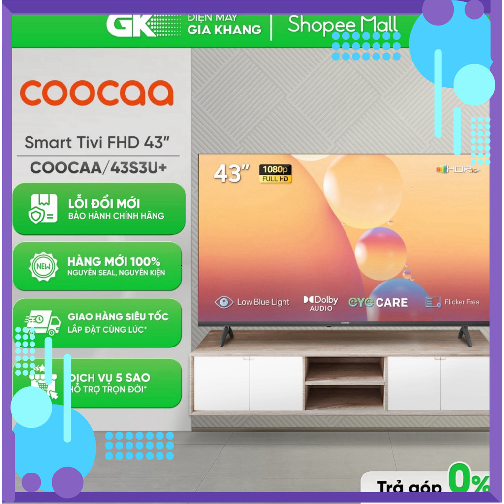 Chính hãng 43S3U+ Smart Tivi HD Coocaa 43 Inch Wifi 43S3U+ [Toàn Quốc] )