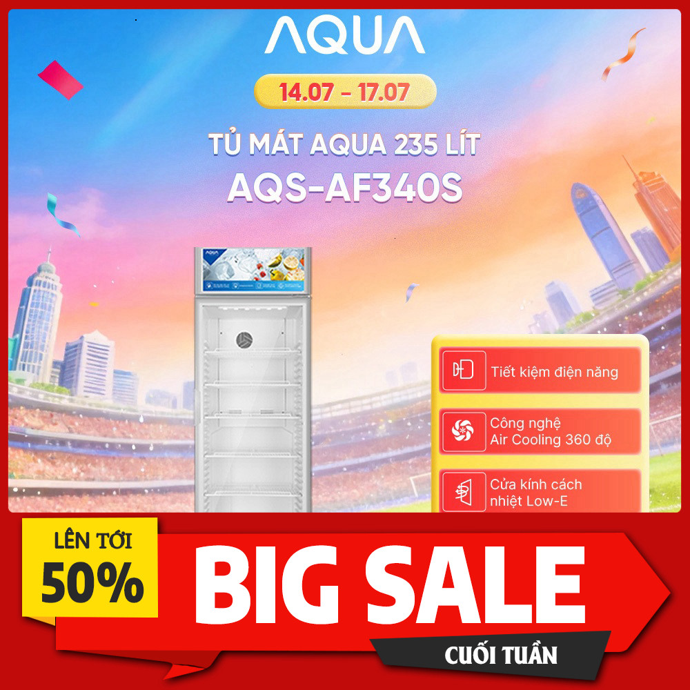 IIB đặt hàng Tủ đông mát Aqua 235 Lít AQS-AF340S Tiết Kiệm Điện Chất Lạnh Cao Cấp Miễn phí lắp đặt.