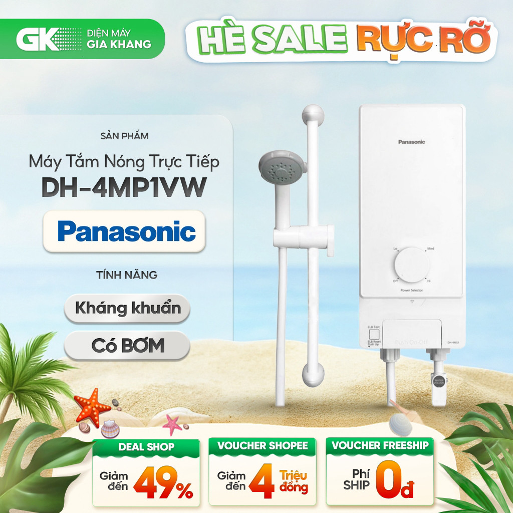 ( DH-4MS1VW Không Bơm | DH-4MP1VW Có Bơm - Máy Nước Nóng Trực Tiếp Panasonic 4500W [Toàn Quốc] )