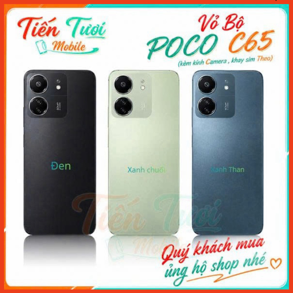 vỏ bộ  poco c65 / vỏ poco c65 ,kèm kính Camera , khay sim ,Minhtue666