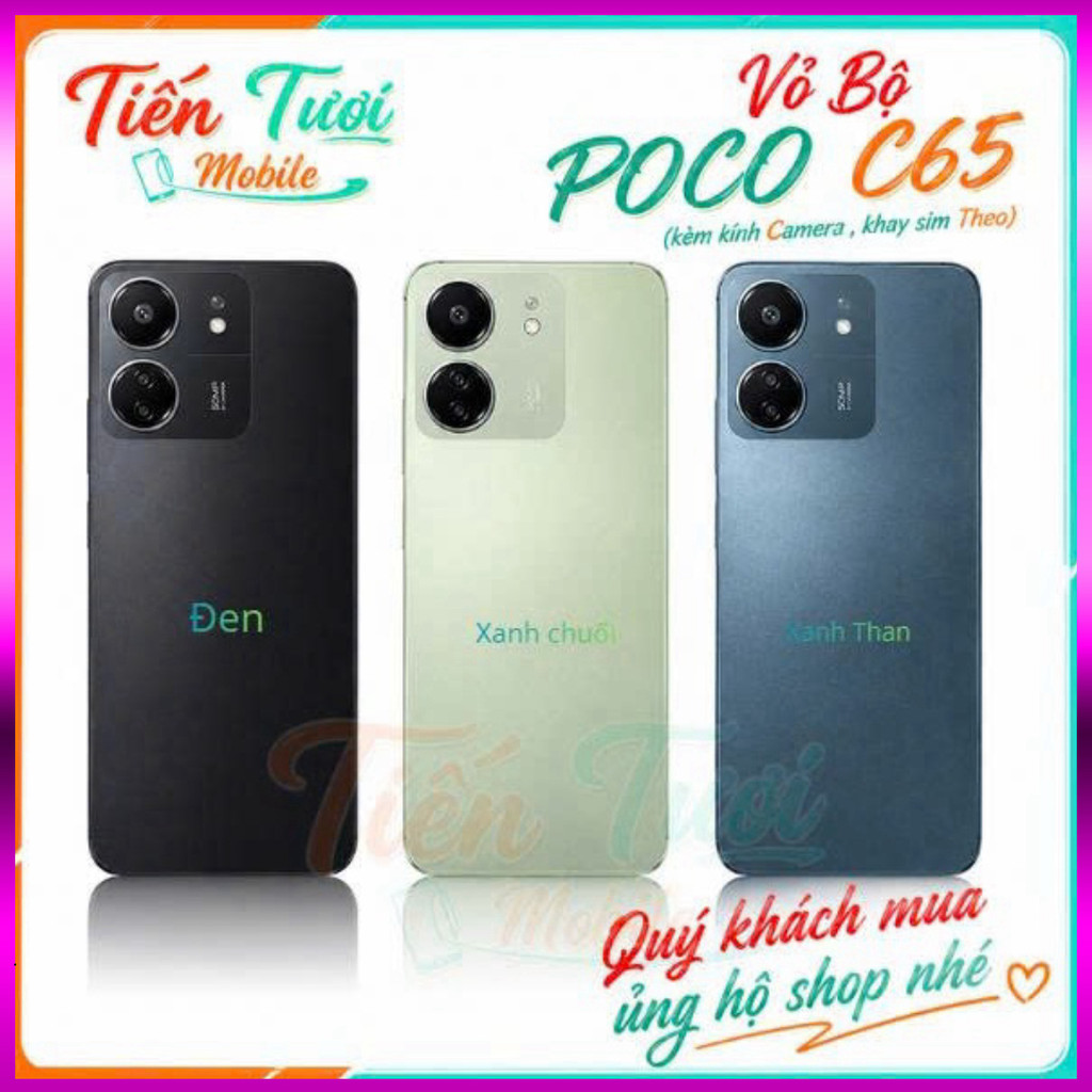 vỏ bộ  poco c65 / vỏ poco c65 ,kèm kính Camera , khay sim ,tuongvy198