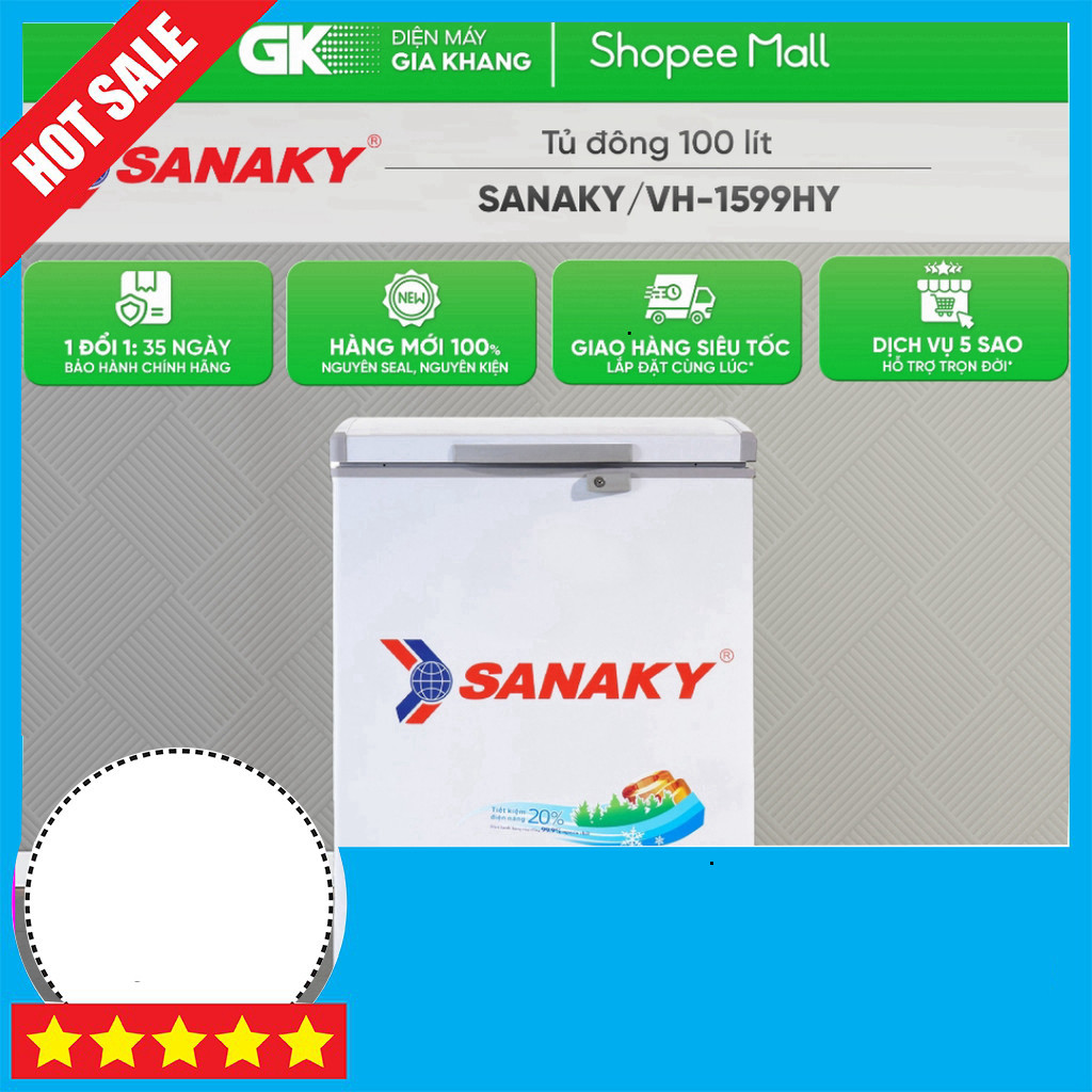 Nhắn shop đặt đơn  Tủ Đông Sanaky VH-1599HY 100 Lít Toàn Quốc Hoặc Tủ Lạnh Sanaky VH-1599HY 100 Lít 