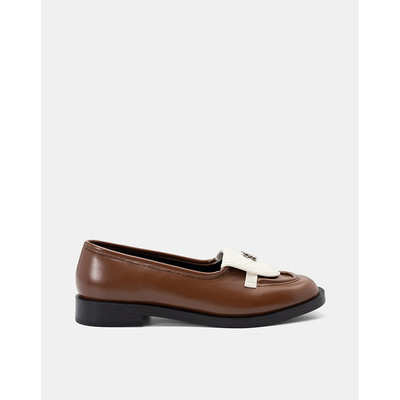 Giày Búp Bê Nữ 3cm Thời Trang JUNO Loafer Phối Khóa Hoa Trang Trí BB03154