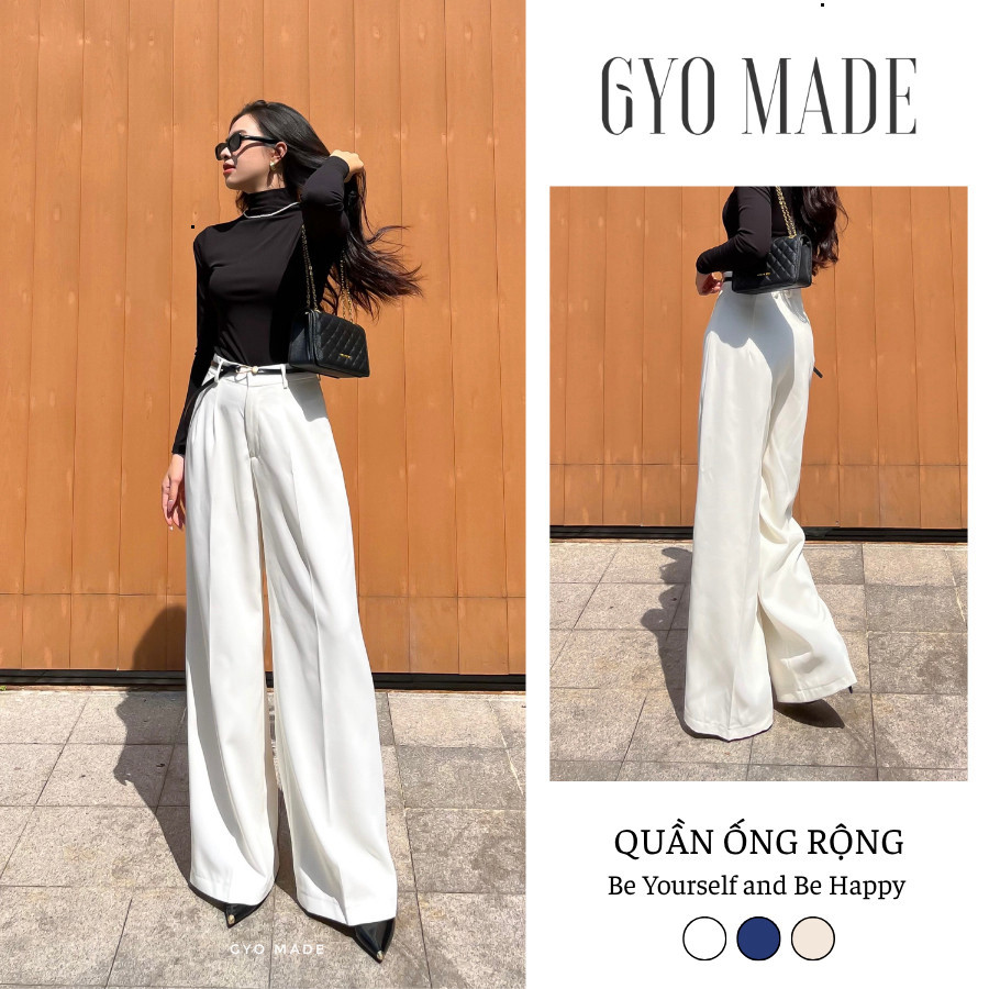 ( ODER SĂN SALE FREE )  [ GYO MADE SALE XÓT KHO ] Quần ống SUÔNG nữ cạp cao GYOMADE® chất Tằm Tuyết 