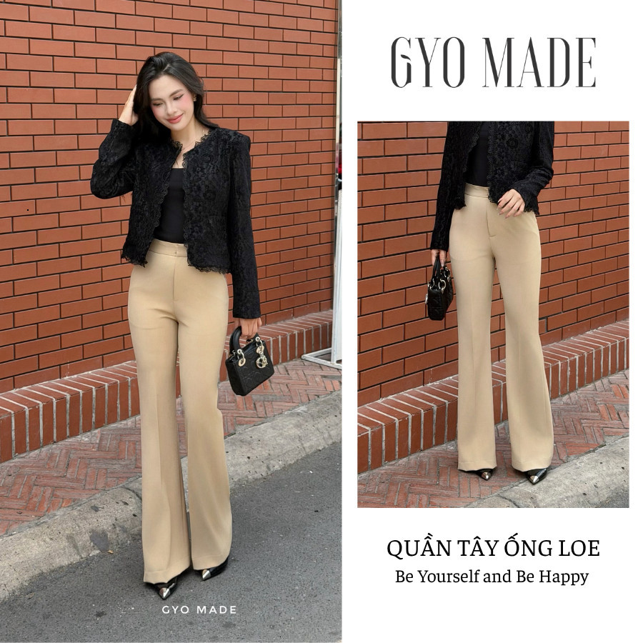 ( ODER SĂN SALE FREE )  [ GYO MADE SALE XÓT KHO ] Quần ống SUÔNG nữ GYOMADE® cạp cao thanh lịch, chấ