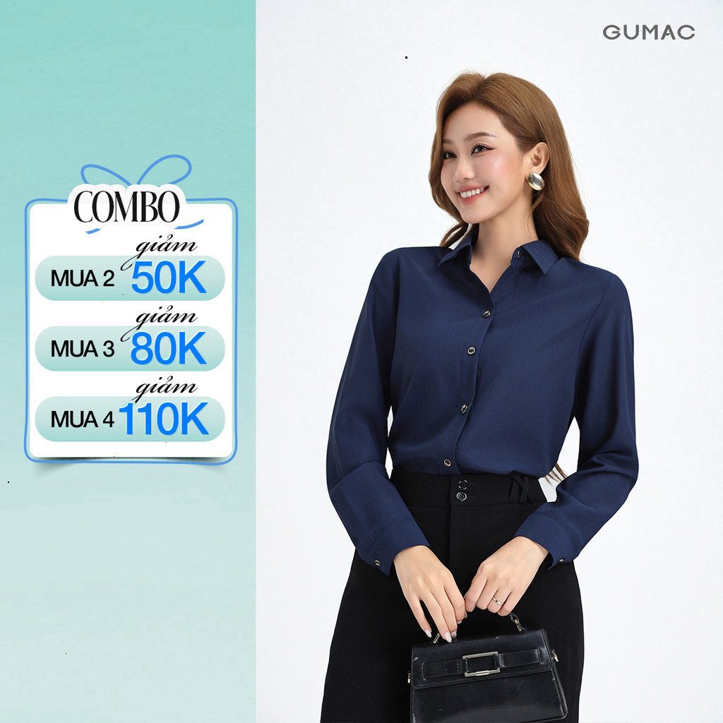 ( ODER SĂN SALE FREE )  [ GUMAC XÓT SIZE ] Áo Sơ Mi Nữ  GUMAC Áo Kiểu Công SởTrơn Basic Mềm Mát Cao 
