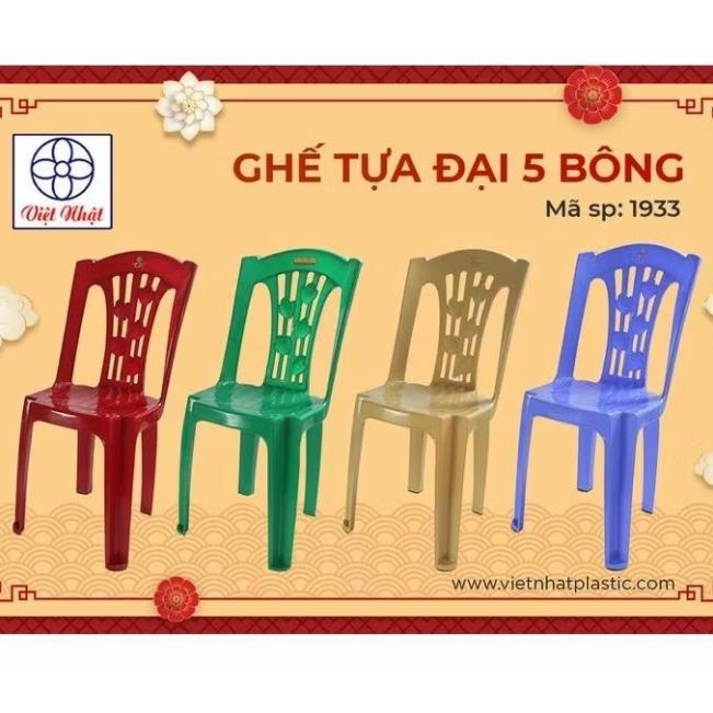 Ghế tựa Việt Nhật 5 bông đại nhà hàng, quán ăn, ghế cao 45cm ngồi bàn cao 70cm