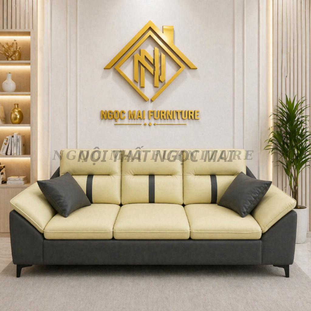 Ghế sofa da PU cao cấp chống bong tróc, êm ái bền đẹp cho phòng khách sang trọng - NT NGỌC MAI