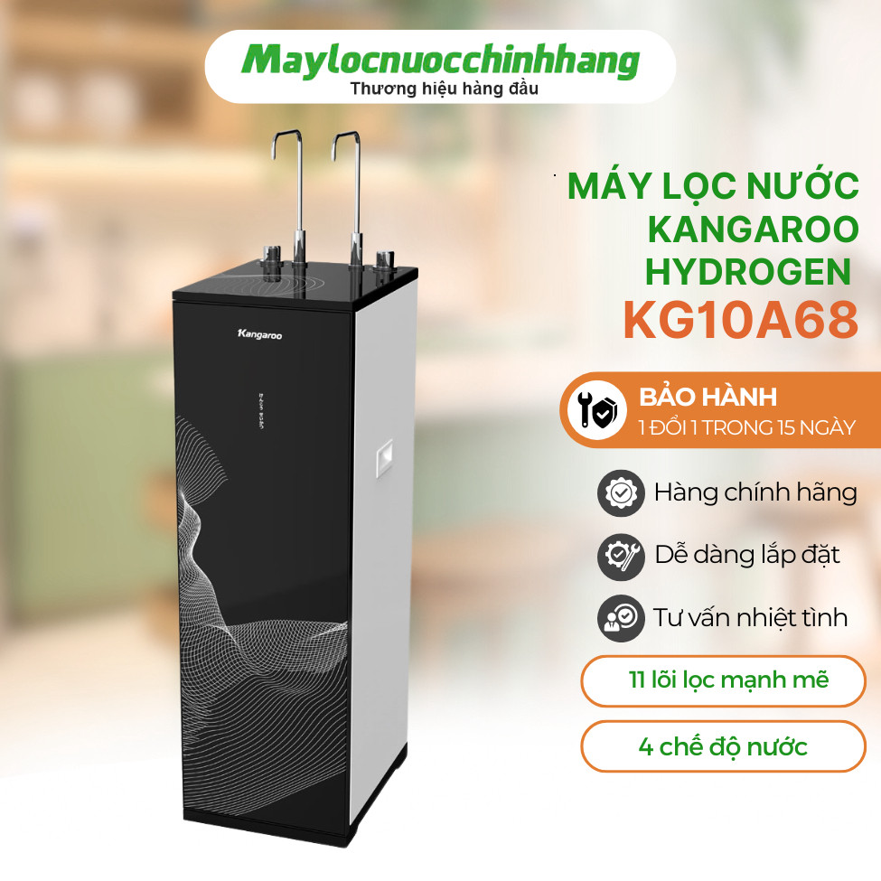 Máy lọc nước Kangaroo Hydrogen nóng lạnh KG10A68 với 11 lõi lọc mạnh mẽ gấp đôi khoáng chất