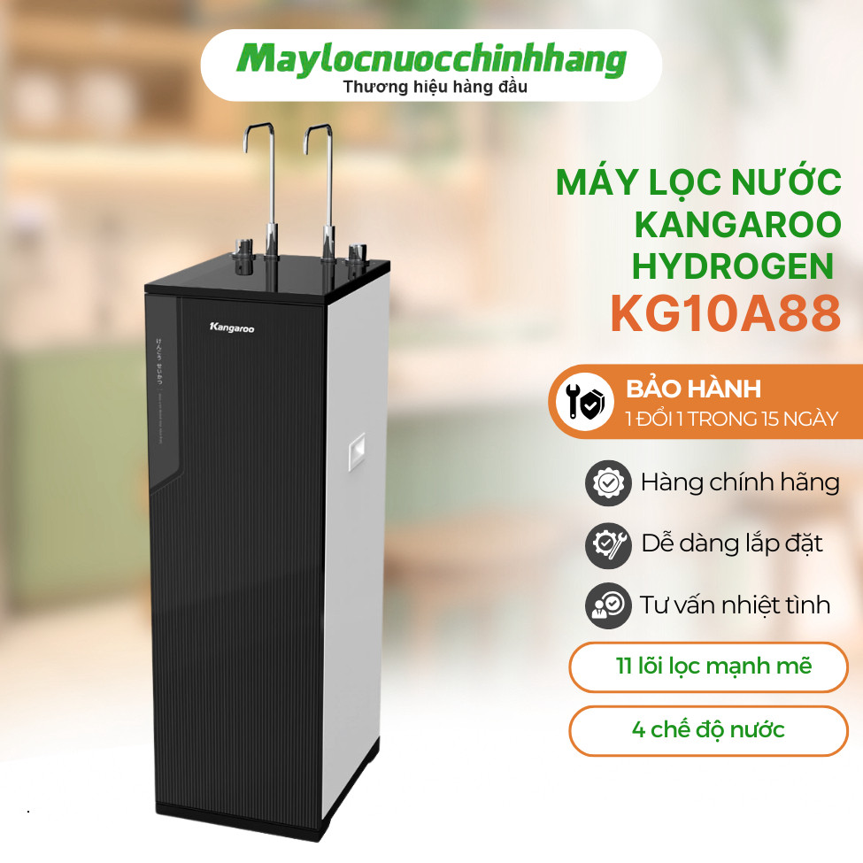 Máy lọc nước Kangaroo Hydrogen nóng lạnh KG10A88 gấp đôi Hydrogen và khoáng chất