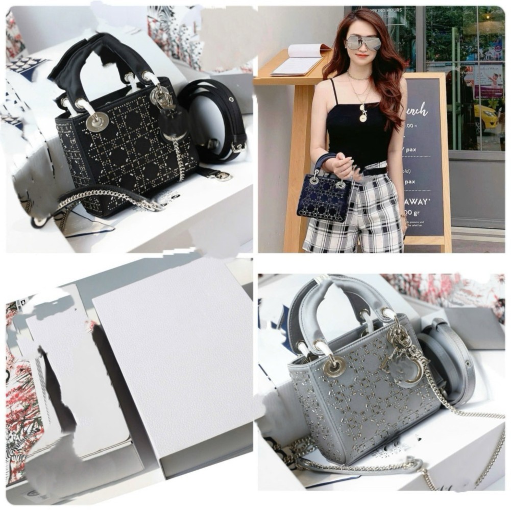 Túi Xách Lady Đen Ghi Size 17  -  M0626