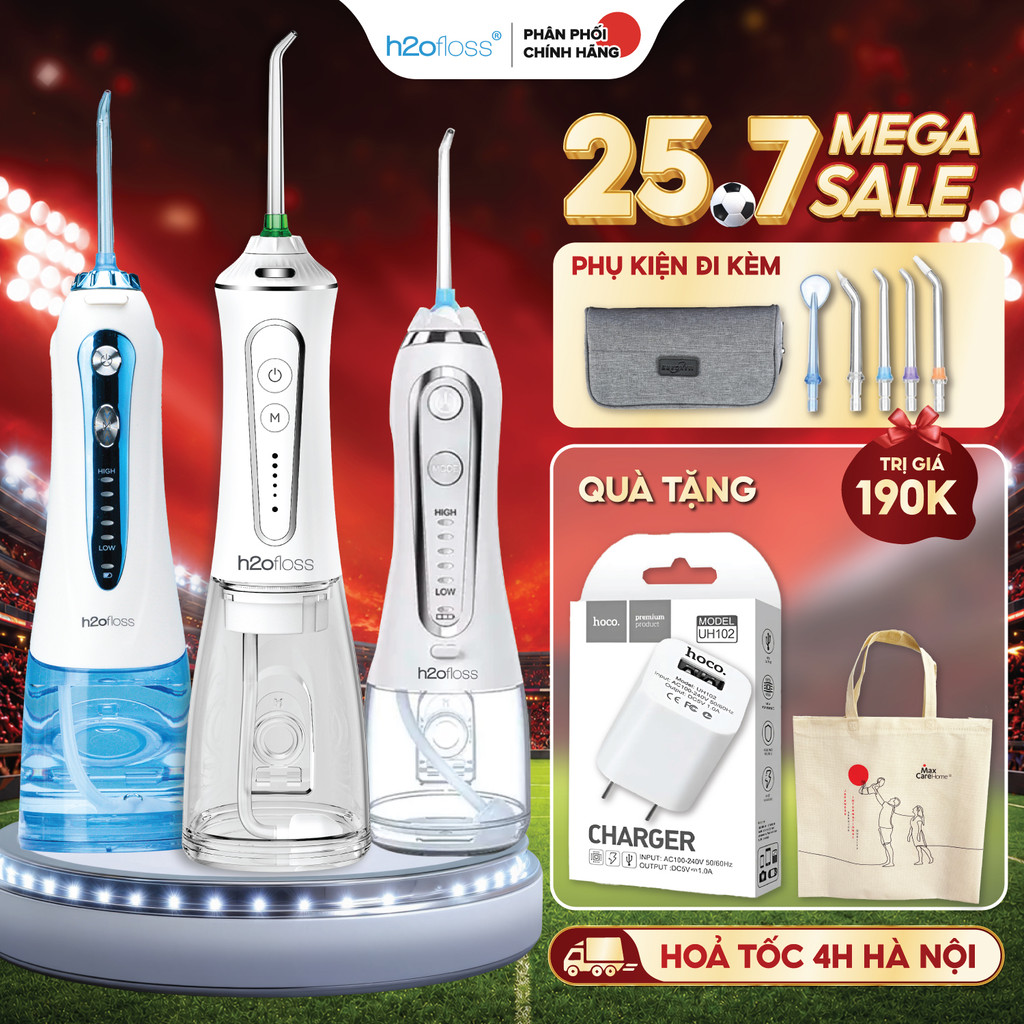 Máy Tăm Nước H2OFloss HF6P HF9P [Mẫu Mới] Cải tiến công nghệ tia nước sạch X4 Lần - Bảo Hành 12 tháng, Kèm túi đựng máy | BigBuy360 - bigbuy360.vn