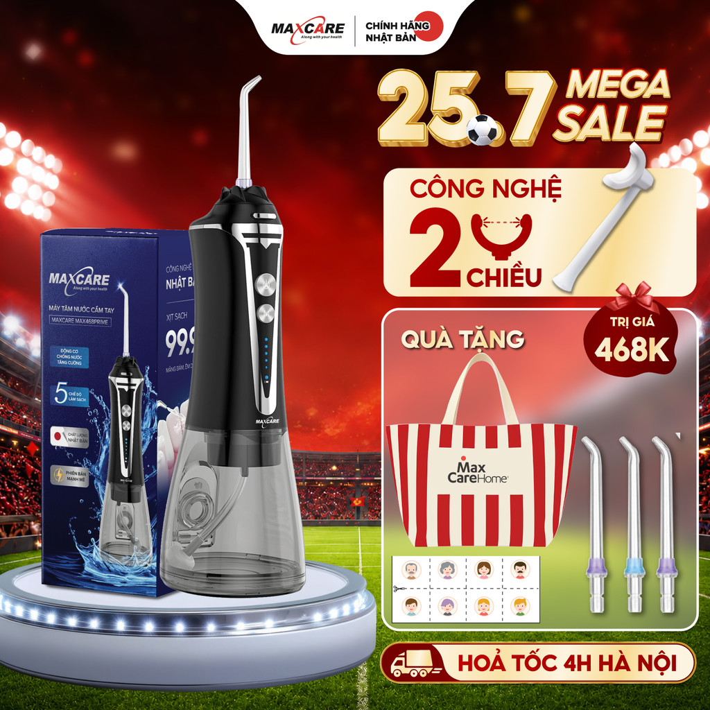 Máy Tăm Nước Cầm Tay Công Nghệ Nhật Bản Maxcare Max468Prime 5 Chế Độ, Thiết Kế Nguyên Khối 300ml | BigBuy360 - bigbuy360.vn