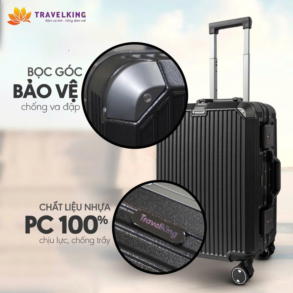 Hùng Phát siêu nhẹ [HÙNG PHÁT] Vali Khung Nhôm Khóa Sập Cao Cấp Travelking 8003 Hùng Phát  Chịu Lực 