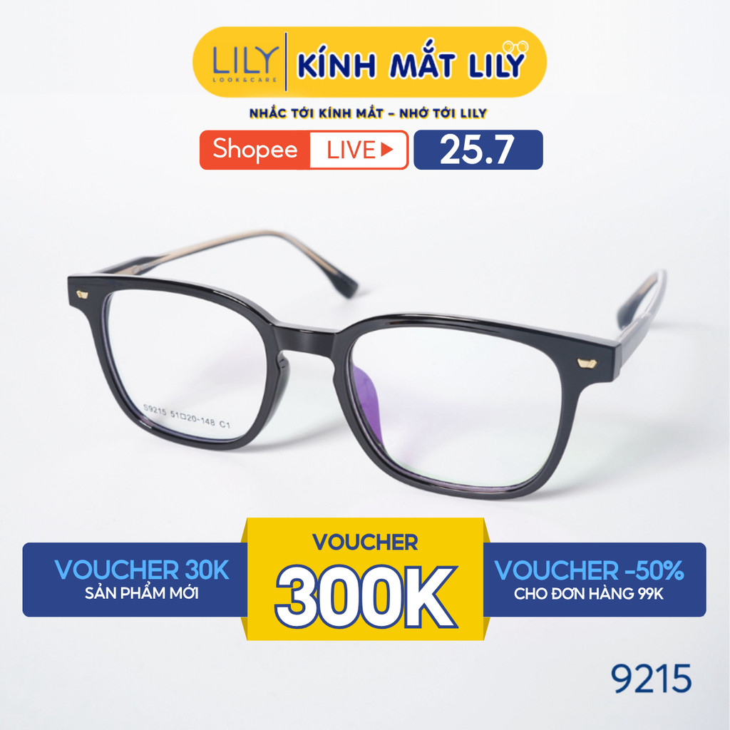Gọng kính mắt vuông nam nữ LILYEYEWEAR chất liệu nhựa cao cấp chắc chắn kiểu dáng hiện đại màu sắc t
