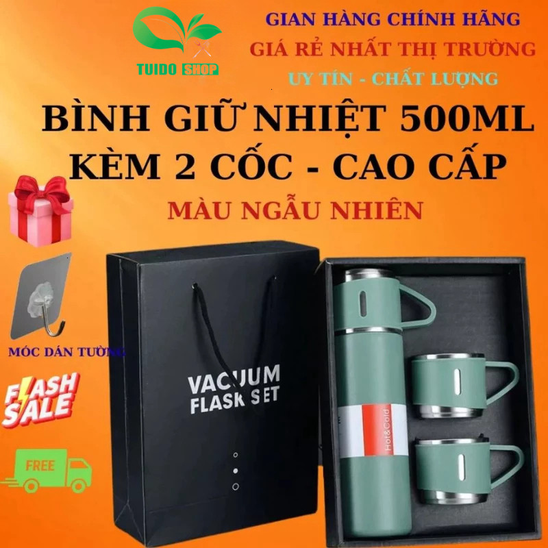 (Xả Kho) Bình kèm cốc giữ nhiệt 500ml,  inox tặng kèm 2 cốc sang chảnh ( Khanh Ly Hot 1985)