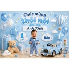 Phông Nền Sinh Nhật Bé Trai Bé Gái thiết kế riêng, ghép ảnh bé
