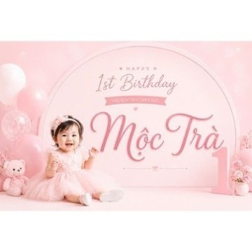 Phông Nền Sinh Nhật Bé Trai Bé Gái thiết kế riêng, ghép ảnh bé