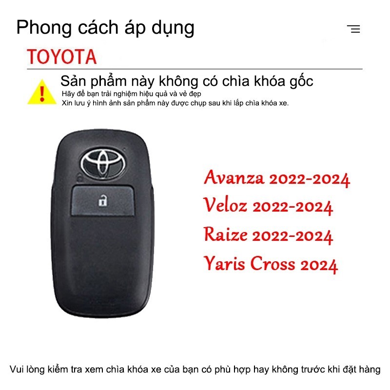 bọc chìa khoá Toyota Avanza Veloz Raize 2022 - 2024 Yaris Cross 2024