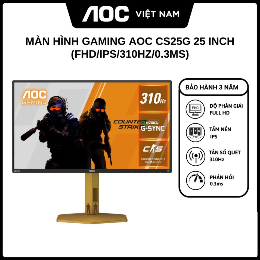 Màn Hình Gaming AOC CS25G 24.5 inch ( FHD/Fast IPS/310Hz/0.3ms ) - Hàng Chính Hãng