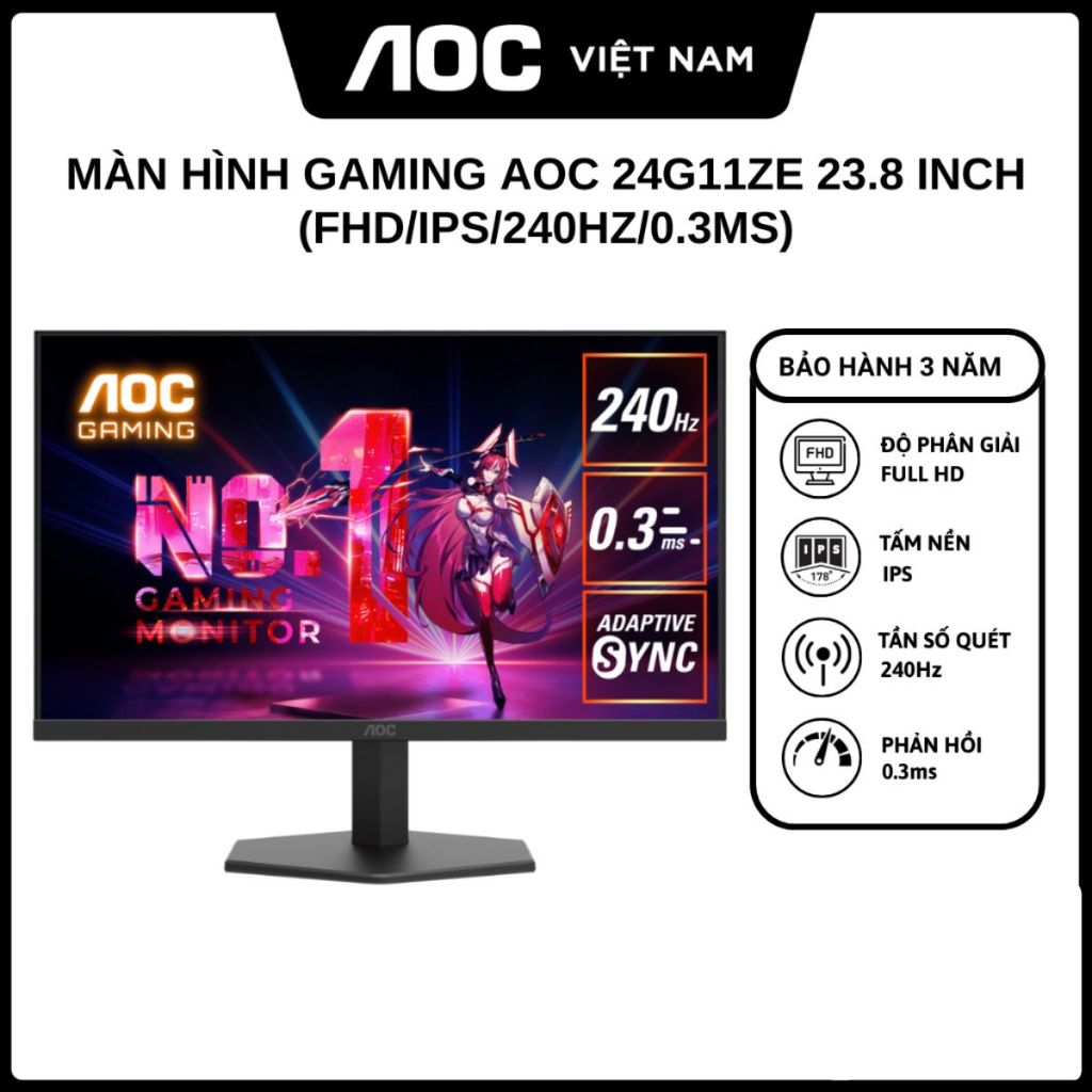 Màn Hình Gaming 24G11ZE 23.8 inch ( FHD/Fast IPS/240Hz/0.3ms ) - Hàng Chính Hãng