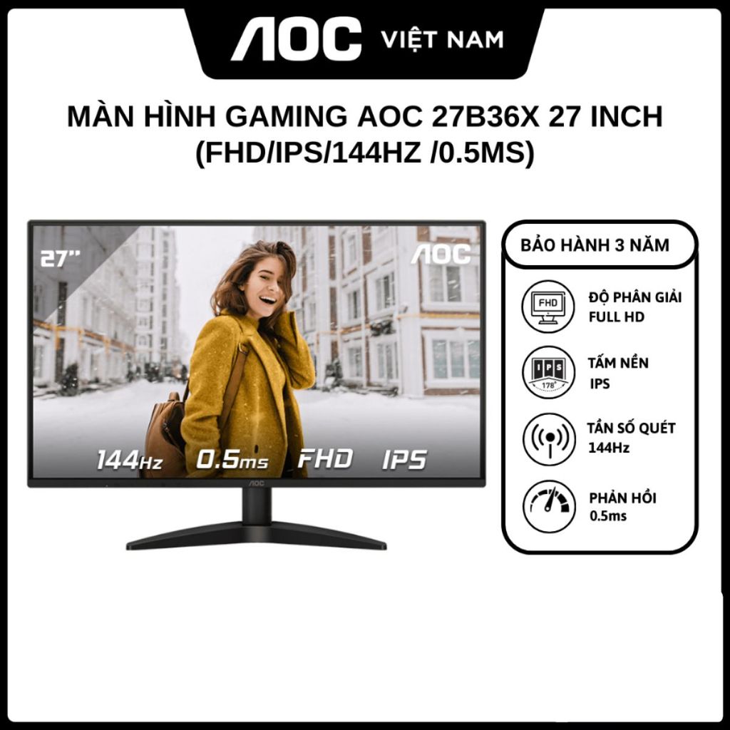 Màn Hình Gaming 27B36X 27 inch ( FHD/IPS/144Hz/0.5ms ) - Hàng Chính Hãng