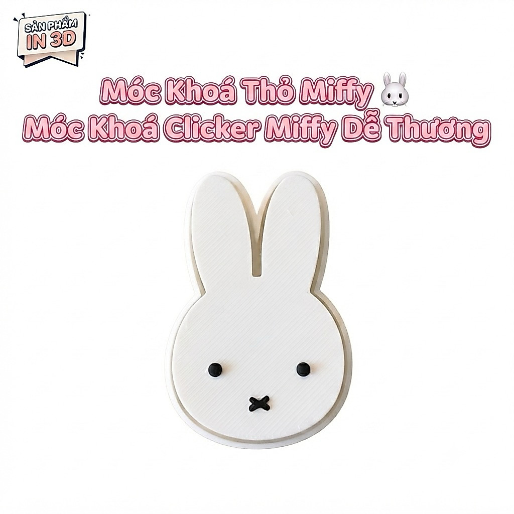 🐰 Móc Khóa Clicker Thỏ Miffy Dễ Thương - Móc Khóa Thỏ Miffy Xinh Xắn, Xả Stress Cực Đỉnh 🐰
