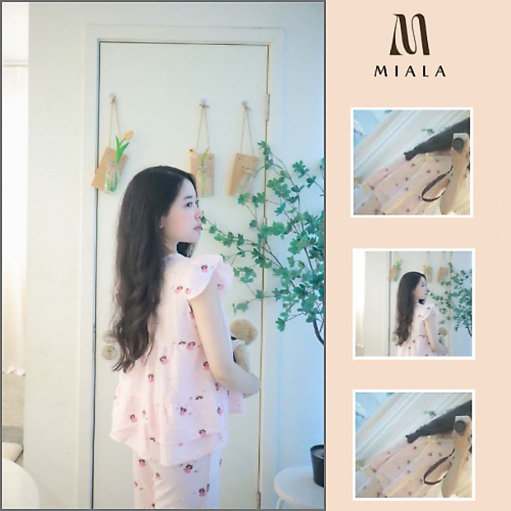 [DEAL MỞ BÁN] Bộ Ngủ Nữ Miala Hoạ Tiết Gấu Dâu Hồng Dễ Thương