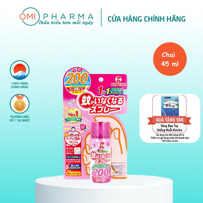 Xịt Chống Muỗi Và Côn Trùng One-Push Kincho Nhật Bản 200 lần 45ml - Hương Hoa Hồng