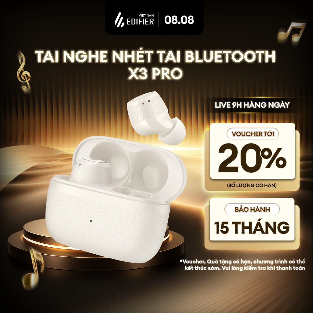 Tai Nghe Bluetooth Nhét Tai EDIFIER X3 PRO | Thời Gian Sử Dụng Tới 22H | Chống Ồn Chủ Động | Bảo Hành 15 Tháng