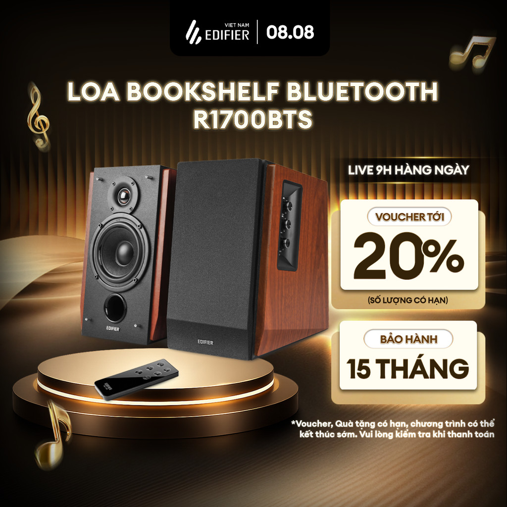 Bộ Loa Bluetooth Bookshelf EDIFIER R1700BTS | Công Suất 66W | Vỏ Gỗ Chất Lượng | Đầu Vào RCA Kép | Bảo Hành 15 Tháng