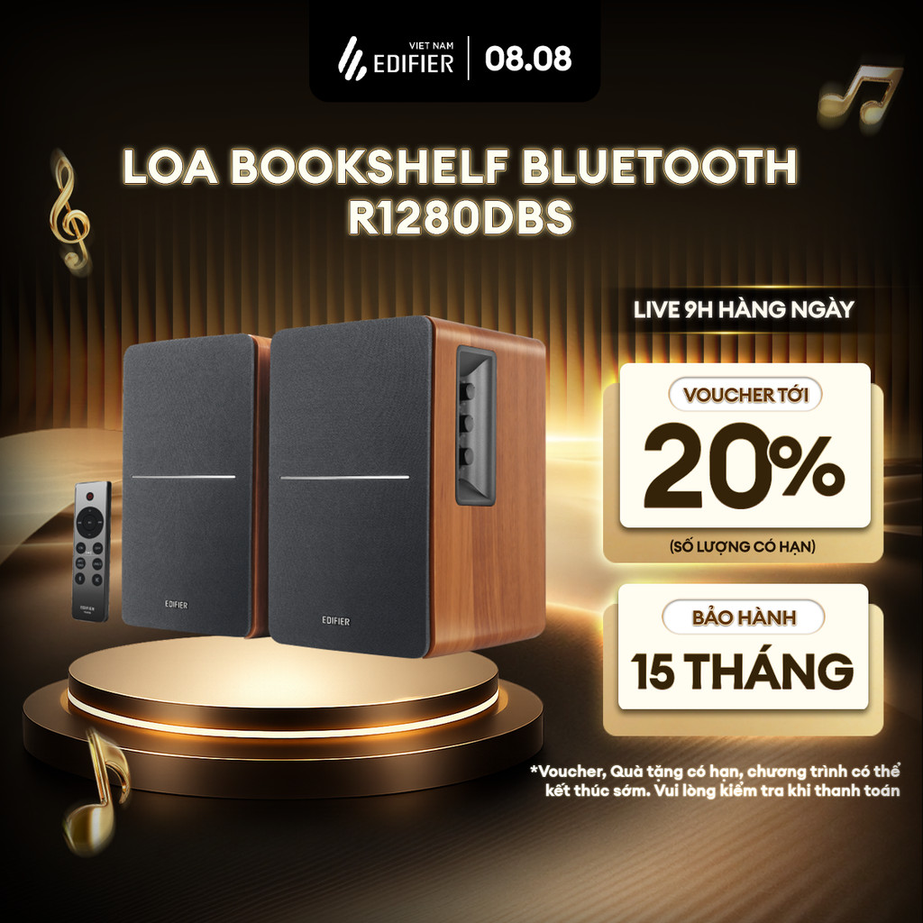 Bộ Loa Bluetooth Để Bàn EDIFIER R1280DBs | Công Suất 42W | Bluetooth 5.1 | Vỏ Gỗ Chống Dội Âm | Bảo Hành 15 Tháng