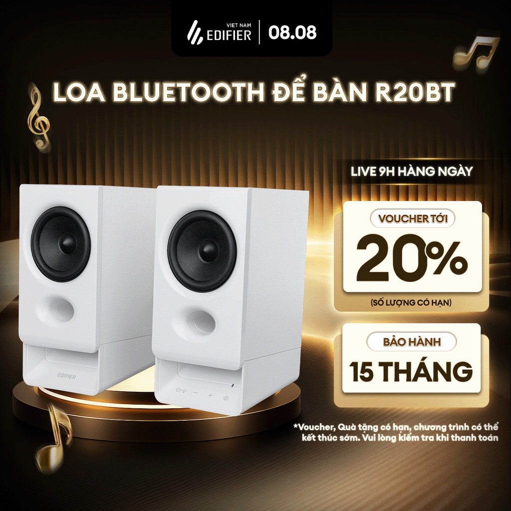 Loa Bluetooth Để Bàn EDIFIER R20BT | Blutooth V6.0 | Công Suất 5W RMS | Bảo Hành 15 Tháng