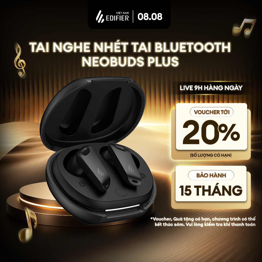 Tai Nghe BIuetooth Nhét Tai Không Dây EDIFIER NEOBUDS PLUS | Chế Độ Chống Ồn | Chơi Nhạc Tới 47H | 15 Tháng Bảo Hành