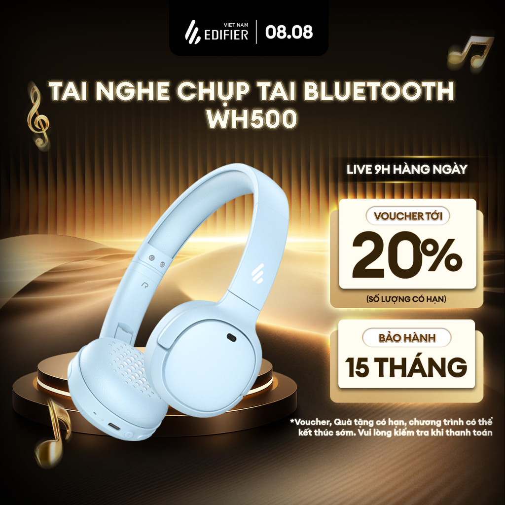 Tai Nghe Bluetooth EDIFIER WH500 | Thời Gian Sử Dụng Tới 40H | Khử Ồn Đàm Thoại |Thiết kế Gấp Gọn | Bảo Hành 15 Tháng