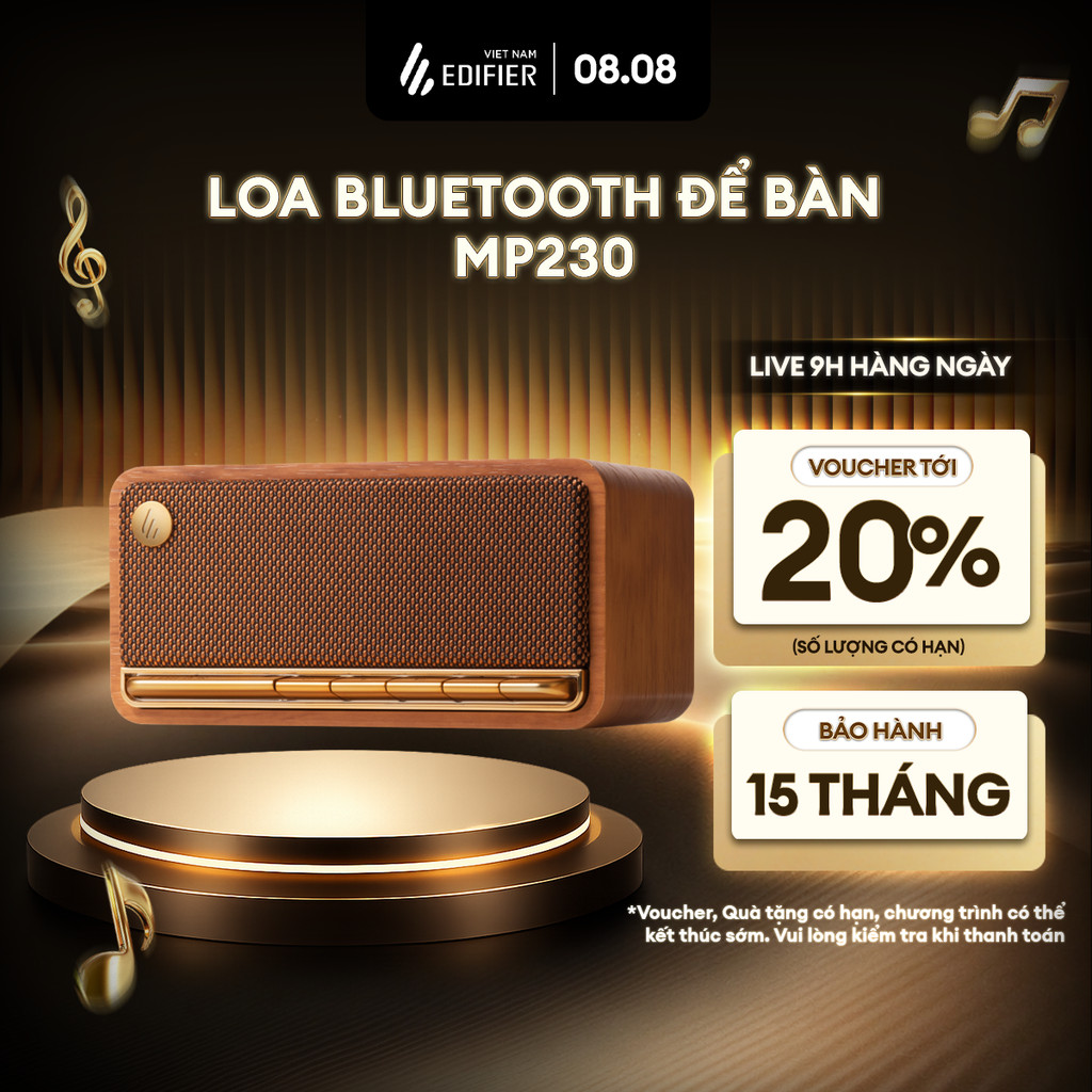 Loa Bluetooth Để Bàn EDIFIER MP230 | Công Suất 20W | Thời Gian Sử Dụng Đến 10H | Vỏ Gỗ Chống Dội Âm | Bảo Hành 15 Tháng
