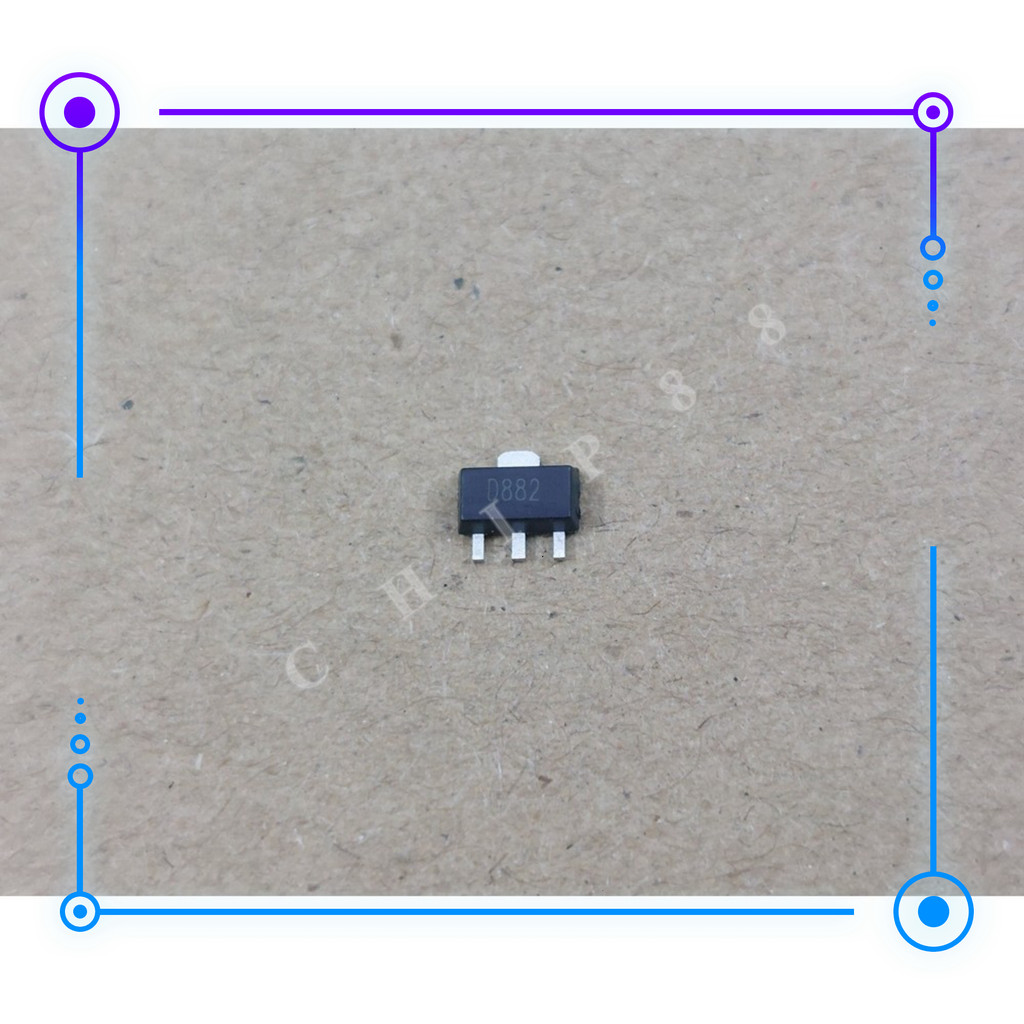 Sản Phẩm D882 Transistor D882 kiểu dán Sot-89 NPN (ngịch) mới chính Hãng 100%.